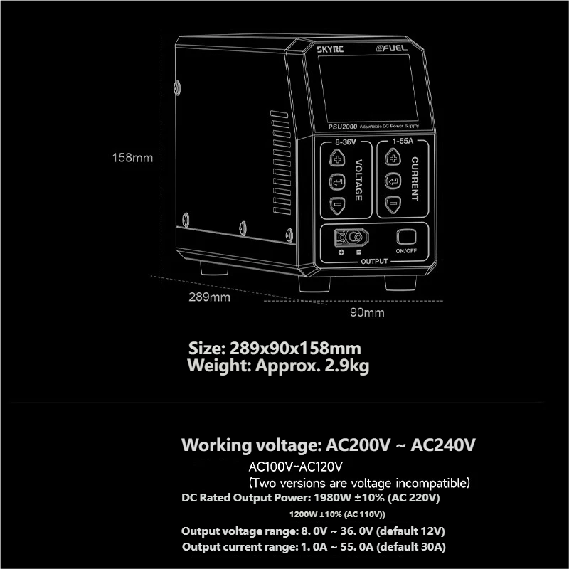 SKYRC PSU2000 1980W Adjustable - Drone Rc recension och pris