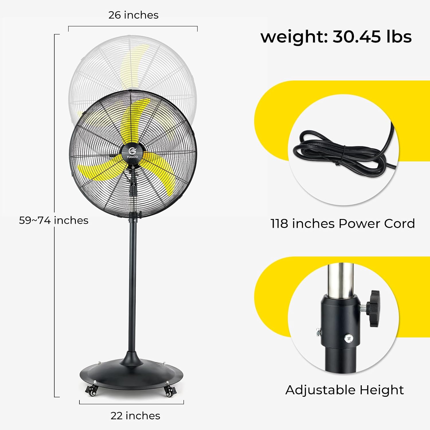 24'' Outdoor Oscillating Pedes - Brushless Motor recension och pris